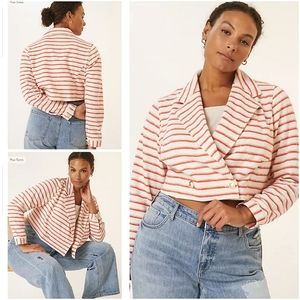 Anthropologie Maeve Terry Stripe Cropped Jacket Plus Size 18W new with tag